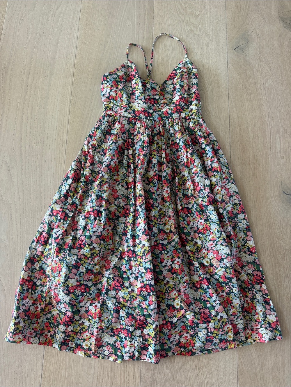 J. Crew Floral Spaghetti-Strap Dress - Pink & Green Multicolor